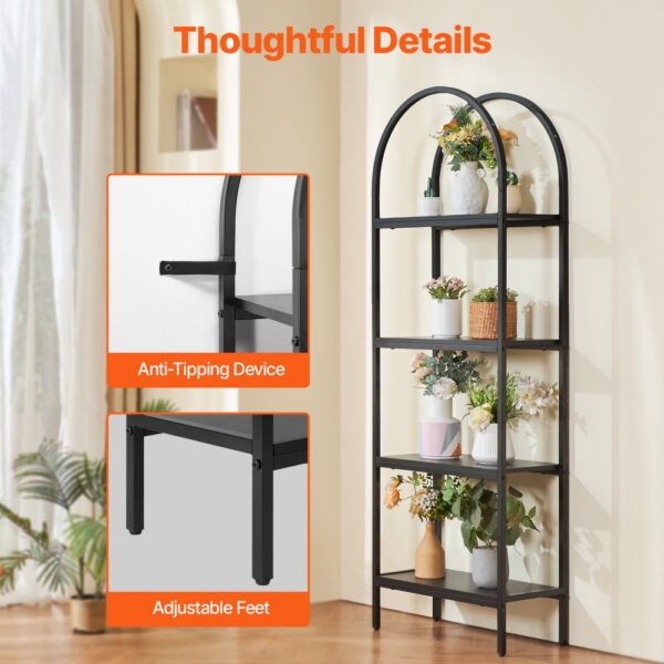 VEVOR Metal Bookshelf Rustic Bookshelf 4-Tier for Living room Bedroom & Office