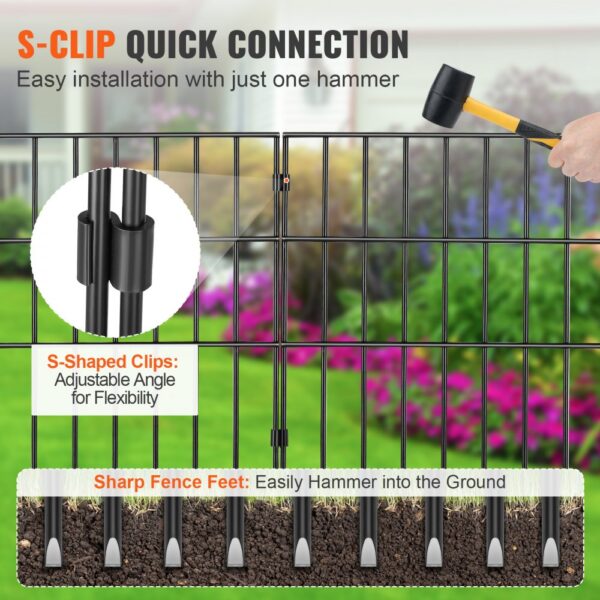 VEVOR animal barrier fence with s-clip quick connection and sharp fence feet for easy installation.