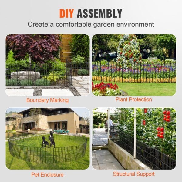 diy assembly VEVOR animal barrier fence for boundary marking, plant protection, pet enclosure, and support.