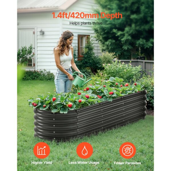 VEVOR Metal Raised Garden Bed 6.56x1.96x1.4 ft Galvanized Planter Box Dark Gray