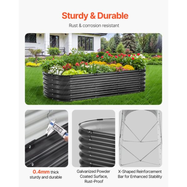 VEVOR Metal Raised Garden Bed 6.56x1.96x1.4 ft Galvanized Planter Box Dark Gray