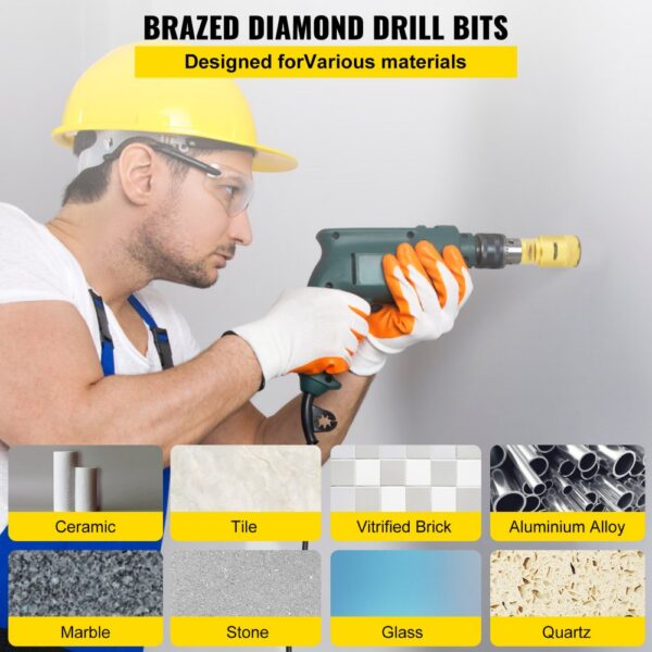 VEVOR Diamond Drill Bits 4PCS Diamond Hole Saw 25/35/50/68mm Tile Hole Saw Kit Vacuum Brazed Diamond Drill Bit 0.59in/15mm Segment Tile Hole Saw w Storage Case for Tile Ceramic Porcelain Marble Stone