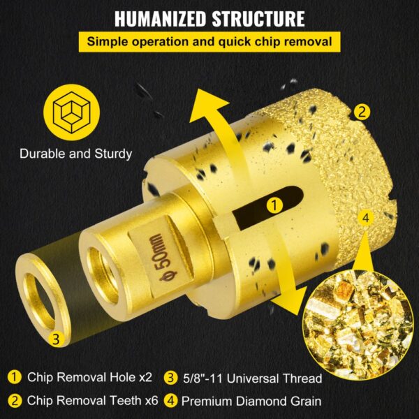 VEVOR Diamond Drill Bits 4PCS Diamond Hole Saw 25/35/50/68mm Tile Hole Saw Kit Vacuum Brazed Diamond Drill Bit 0.59in/15mm Segment Tile Hole Saw w Storage Case for Tile Ceramic Porcelain Marble Stone