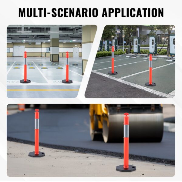 VEVOR traffic delineator for parking lots, construction areas, and charging stations in multi-scenario use.