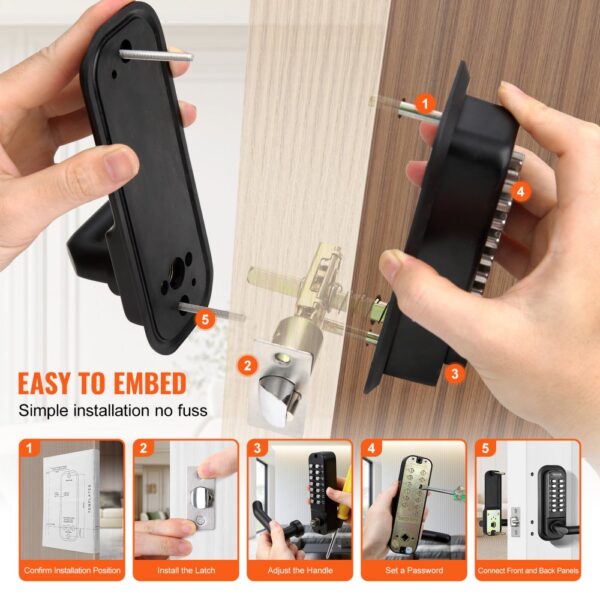 easy guide for installing VEVOR keyless entry door lock, showcasing step-by-step instructions.