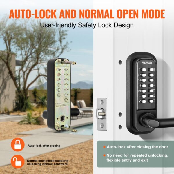 VEVOR keyless entry door lock with auto-lock and normal open modes, enhancing security and convenience.