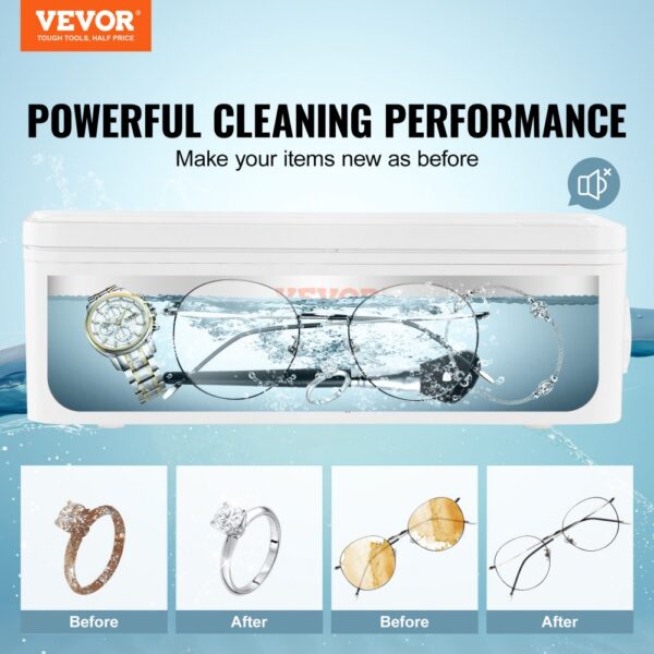 VEVOR Ultrasonic Jewelry Cleaner Ultrasonic Cleaner Machine Portable 16oz(470ml)