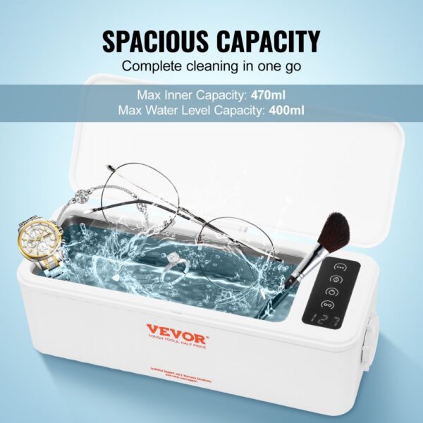 VEVOR Ultrasonic Jewelry Cleaner Ultrasonic Cleaner Machine Portable 16oz(470ml)