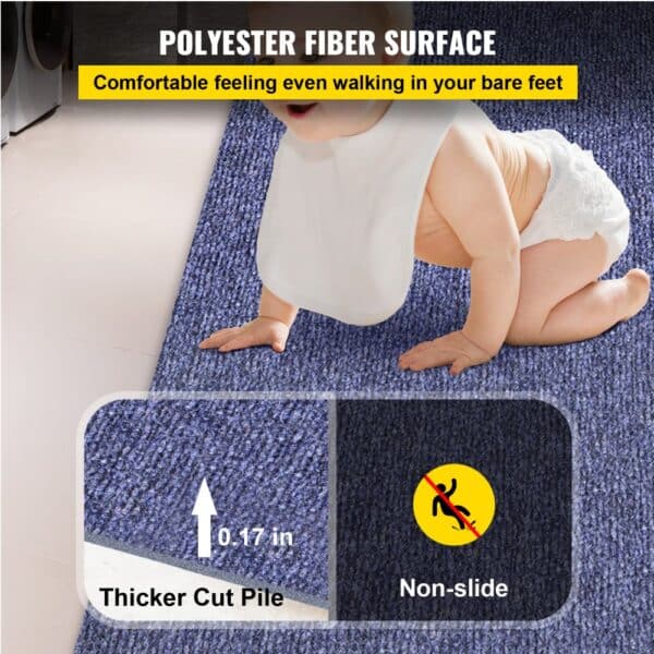 baby on VEVOR marine carpet with polyester fiber surface and non-slide backing.