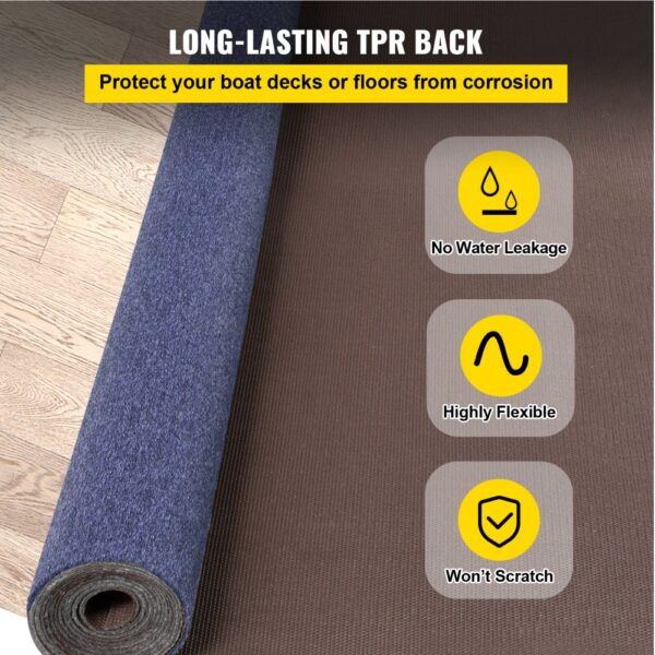 VEVOR marine carpet with tpr back, no water leakage, highly flexible, won't scratch.