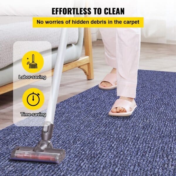 VEVOR marine carpet being vacuumed highlighting its effortless cleaning and time-saving benefits.