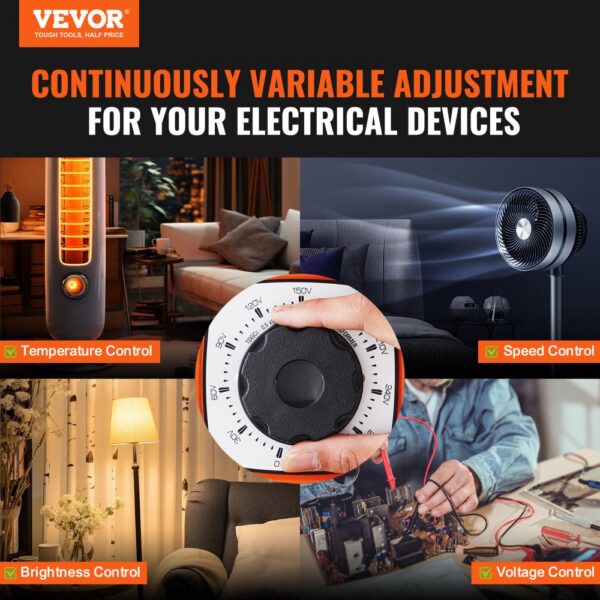 VEVOR 500VA Variable Voltage Transformer 1.7A 0-300V AC Voltage Regulator CE
