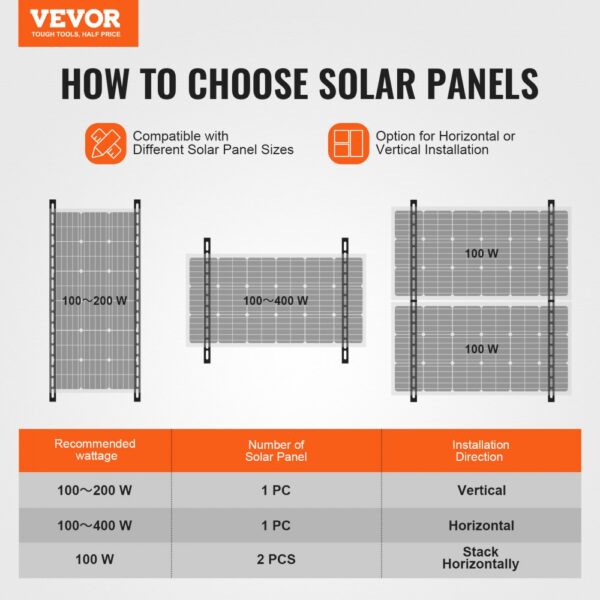 VEVOR 45-Inch Solar Panel Mount Brackets 0 - 90° Adjustable Tilt Brackets 2-Set