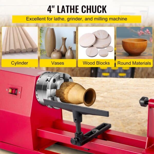 VEVOR Lathe Chuck 4-inch Woodturning Chuck 4 Jaws 1inch x 8TPI Thread Lathe Chucks Set Nova Lathe Chuck Wood Lathe Bowl Chuck with Set of Quality Accessories and A Case for Woodworking