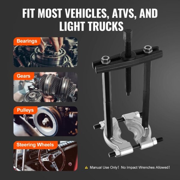 VEVOR bearing puller kit for bearings, gears, pulleys, and steering wheels in vehicles and light trucks.