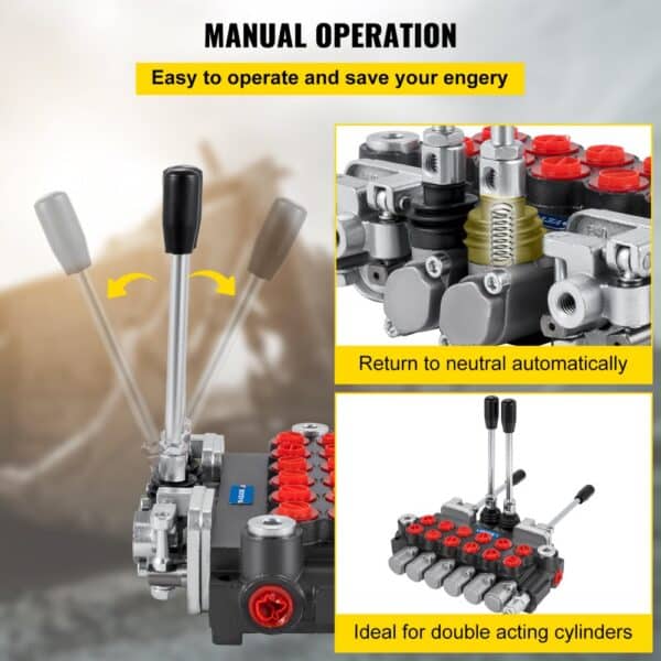 VEVOR hydraulic control valve with manual operation, easy to use, and automatic neutral.