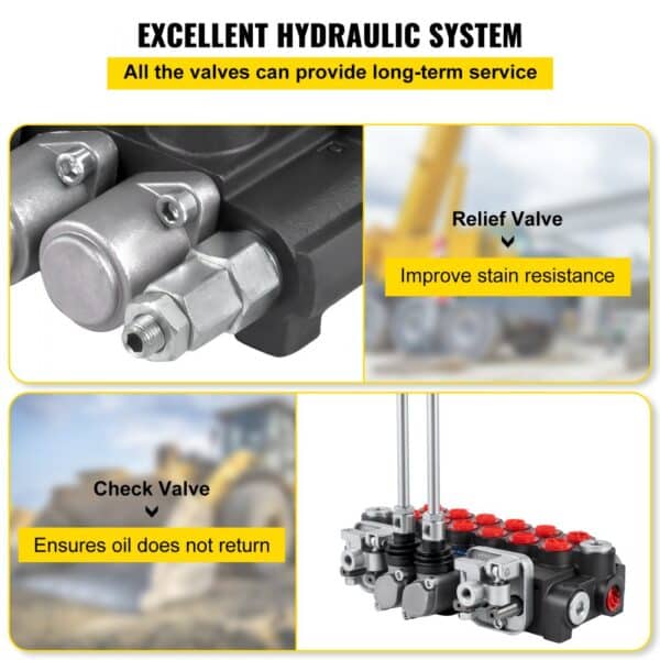 VEVOR hydraulic control valve with relief and check valve for long-term service.