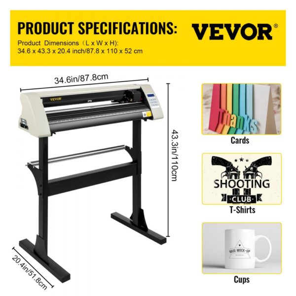 VEVOR Vinyl Cutter 28 Inch Vinyl Cutter Machine 720mm Paper Feed Vinyl Plotter Cutter Machine with Sturdy Floor Stand for Cutting Paper White