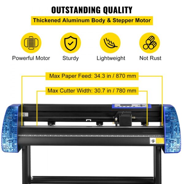 VEVOR Vinyl Cutter 870mm Vinyl Cutter Machine Maximum Paper Feed 34inch Vinyl Plotter Cutter Machine with Sturdy Floor Stand Adjustable Force and Speed for Sign Making Vinyl Plotter