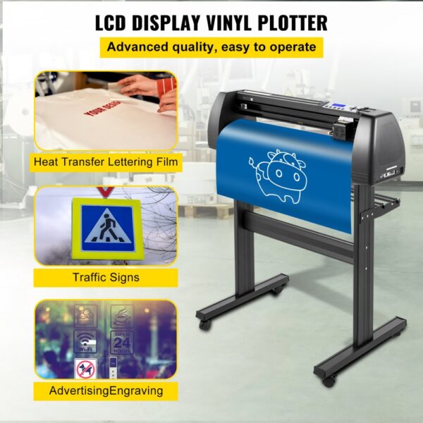 VEVOR Vinyl Cutter Machine, 28" Vinyl Plotter, LCD Display Plotter Cutter, Three Adjustable Pinch Rollers Sign Cutting Plotter, Vinyl Cutter with SignCut and SignMaster Software for Design and Cut