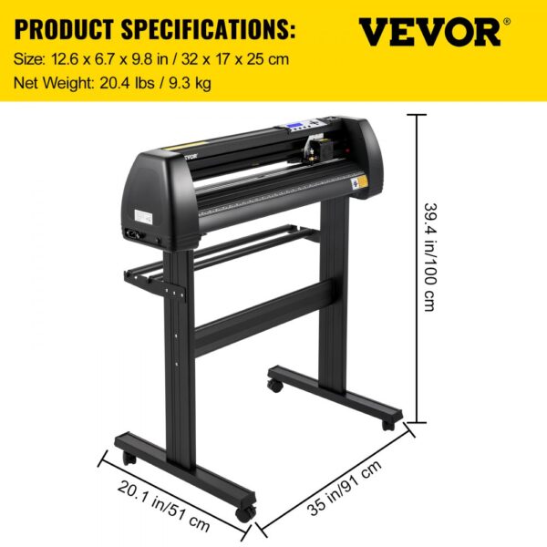 VEVOR Vinyl Cutter Machine, 28" Vinyl Plotter, LCD Display Plotter Cutter, Three Adjustable Pinch Rollers Sign Cutting Plotter, Vinyl Cutter with SignCut and SignMaster Software for Design and Cut