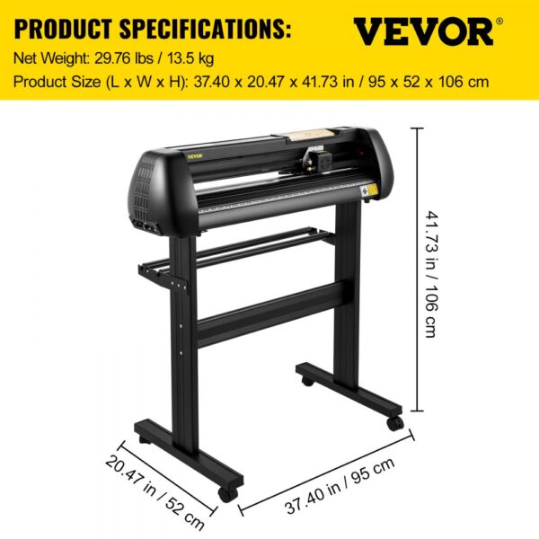 VEVOR Vinyl Cutter Machine, 28-inch Cutting Plotter, Adjustable Speed and Force, DIY Cutting Machine Kit for Signs Banners Stickers with Floor Stand SignMaster Software Tools for Windows