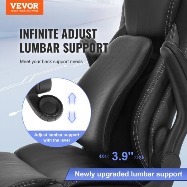 VEVOR executive office chair with adjustable lumbar support and upgraded 3.9-inch lumbar cushion.