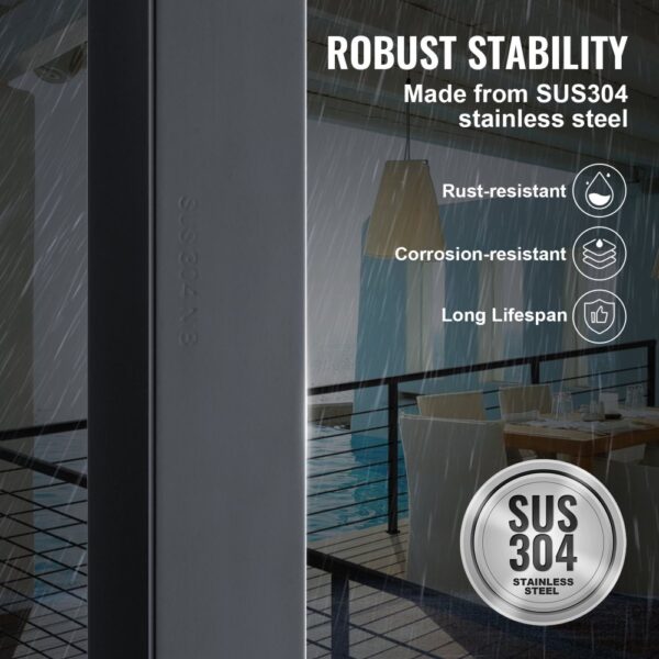 VEVOR cable rail post features robust, rust-resistant sus304 stainless steel.