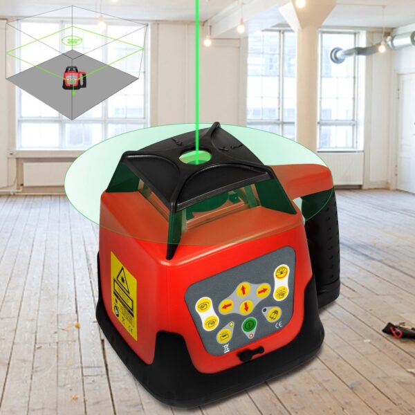 VEVOR Green Laser Level Rotary Self Leveling Measuring Automatic Rotating Green Beam with Receiver Remote Control Carrying Case