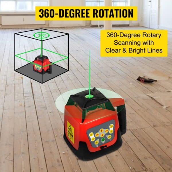 VEVOR Green Rotary Laser Level Kit with Adjustable Tripod and 5M Staff, 500M Range, 360 Degree Rotary Scanning, Self-Leveling Laser Level System Kit, for Construction Projection