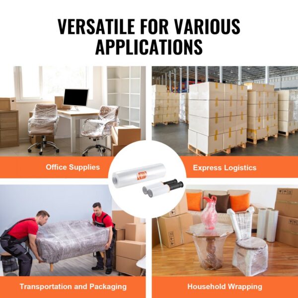 VEVOR stretch film for office supplies, express logistics, transportation, packaging, household wrapping.