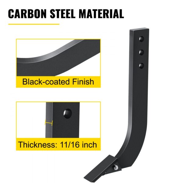 VEVOR box blade shank, black-coated carbon steel, 11/16 inch thickness.