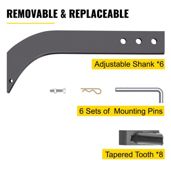 VEVOR box blade shank with adjustable shank, mounting pins, and tapered teeth.