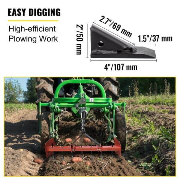 VEVOR box blade shank on a green tractor for efficient plowing work.