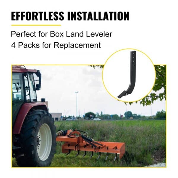 effortless installation of VEVOR box blade shank on a red tractor for land leveling.