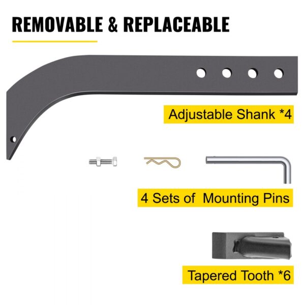 VEVOR box blade shank with adjustable shank, mounting pins, and tapered tooth set.