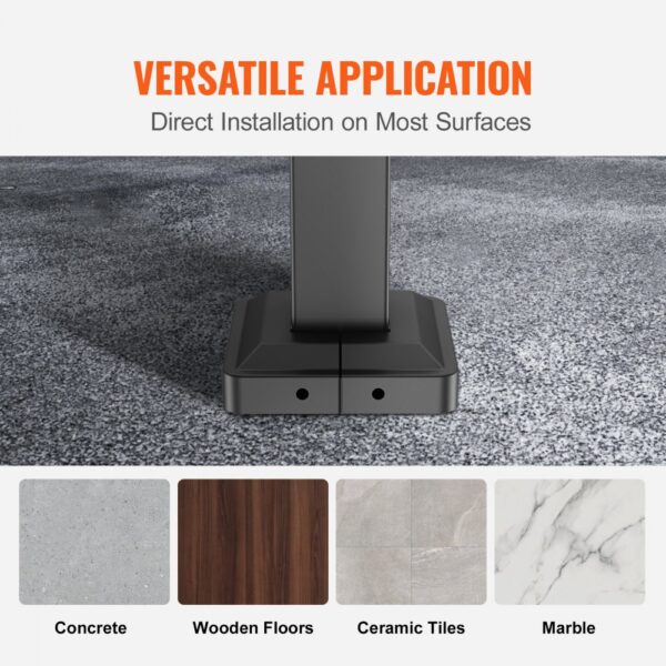 VEVOR outdoor handrails: versatile installation on concrete, wood, tile, and marble.