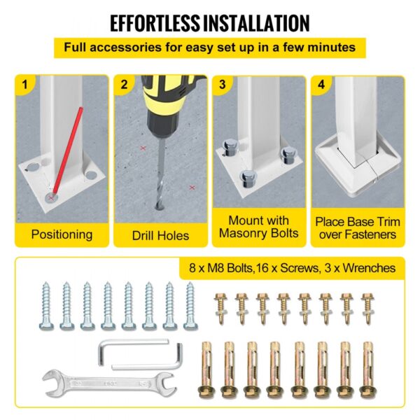 effortless installation guide for VEVOR outdoor handrails with all accessories.