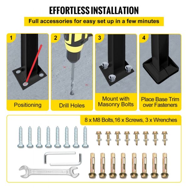 effortless installation of VEVOR handrail for outdoor steps with all accessories included.