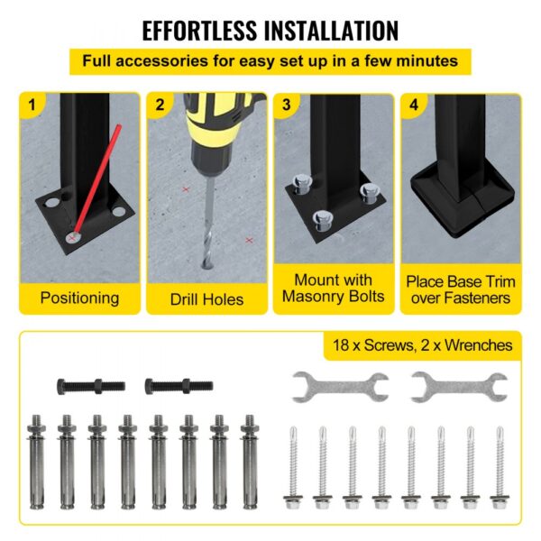 effortless installation steps for VEVOR outdoor stair railing with accessories.