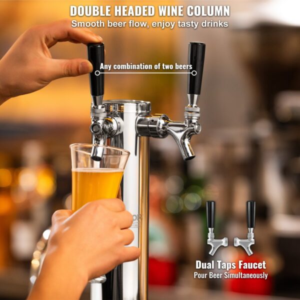 VEVOR Dual Taps Kegerator Tower Kit Kegerator Beer Tower & A-System Keg Coupler