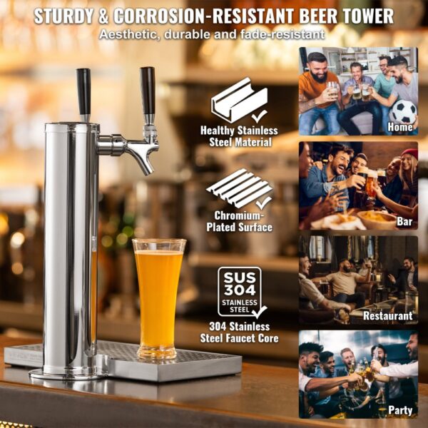 VEVOR Dual Taps Kegerator Tower Kit Kegerator Beer Tower & A-System Keg Coupler