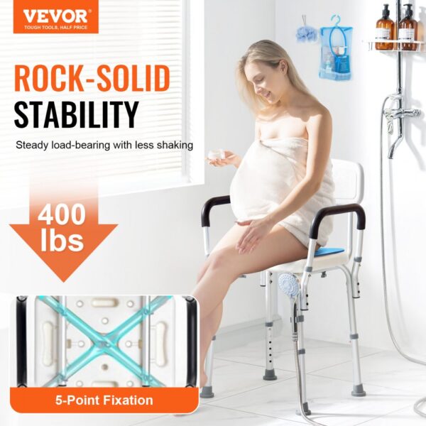 VEVOR 400lbs Shower Chair Bath Stool Seat Height Adjustable for Bathtub Shower