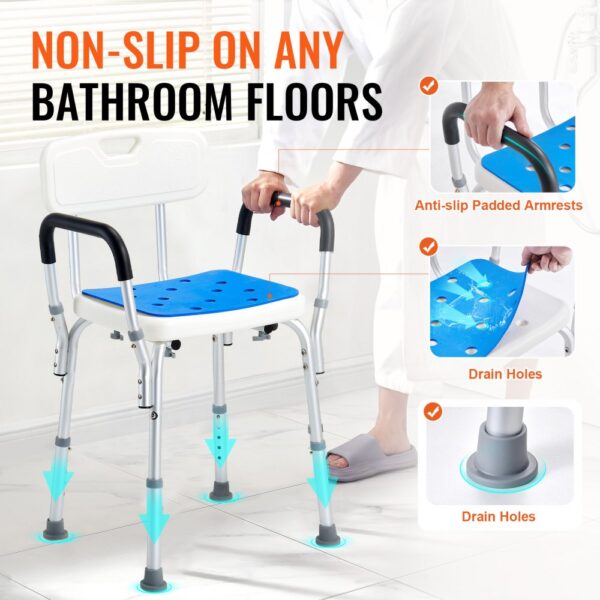 VEVOR 400lbs Shower Chair Bath Stool Seat Height Adjustable for Bathtub Shower