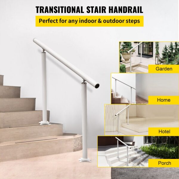 VEVOR outdoor stair railing for garden, home, hotel, or porch steps installation.