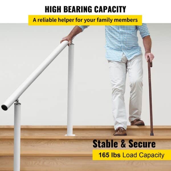 VEVOR outdoor stair railing kit for safe and secure stair navigation, 165 lbs load capacity.