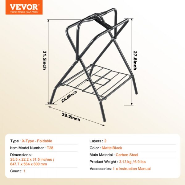 VEVOR Folding Saddle Rack Portable Freestanding Horse Saddle Stand 132 lbs