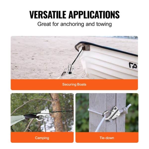 VEVOR Boat Anchor Hook Stainless Steel Knotless Anchor System with Quick Release