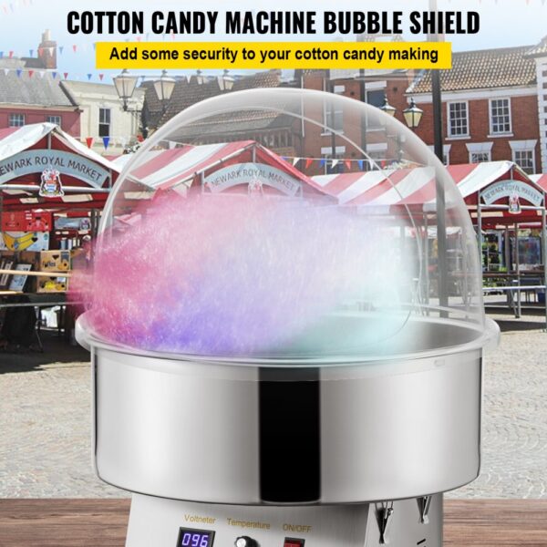 VEVOR candy machine cover in use at an outdoor market with colorful cotton candy.