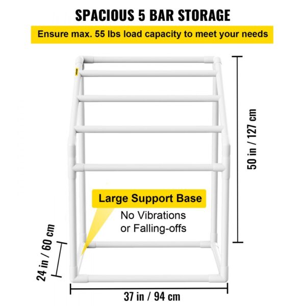 VEVOR pool towel rack with 5 bars, large support base, and 55 lbs load capacity, 50"x37"x24".